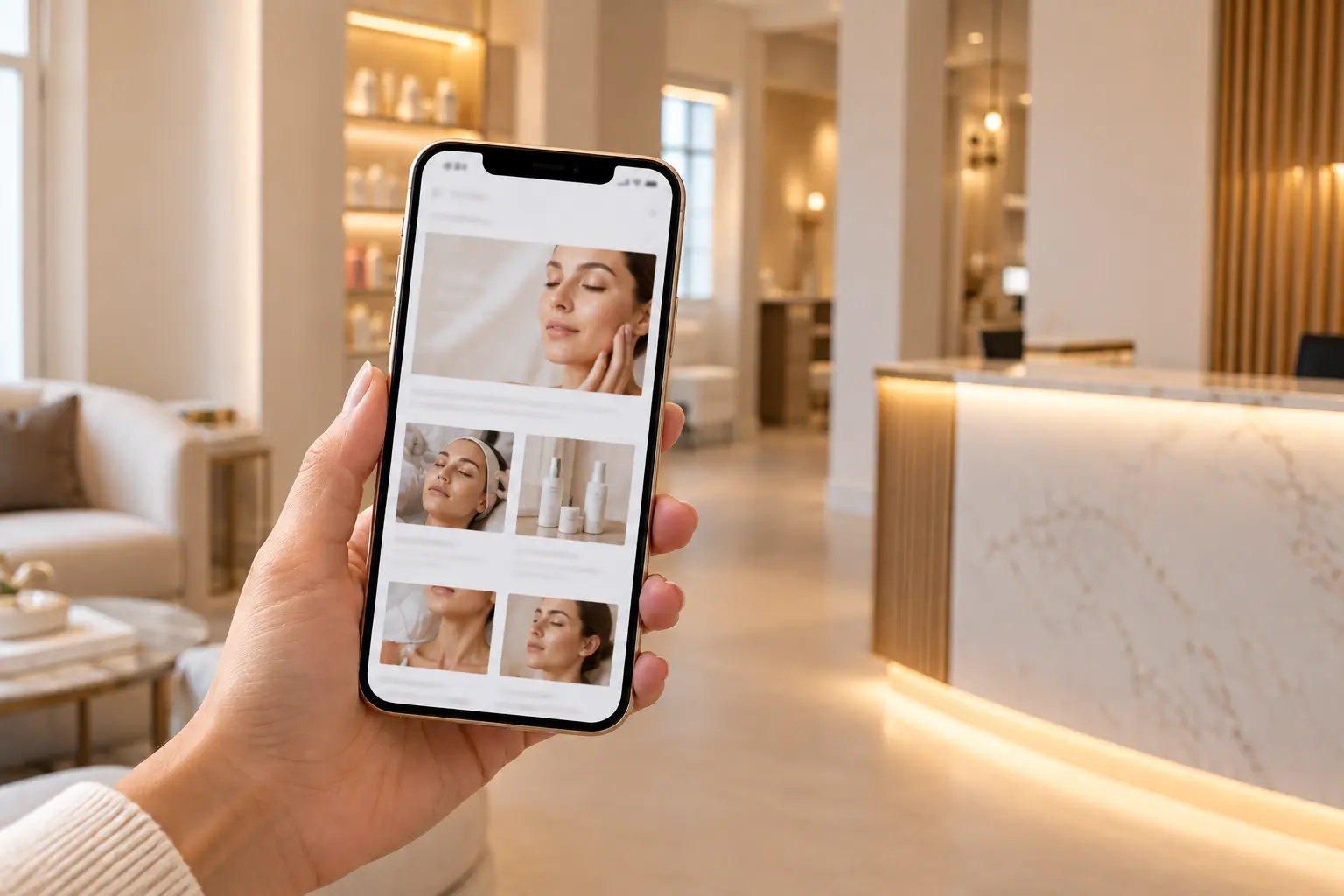 Med spa before and after gallery on a phone